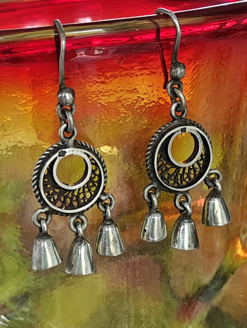 Vintage Filigree Dangling Bells Earrings